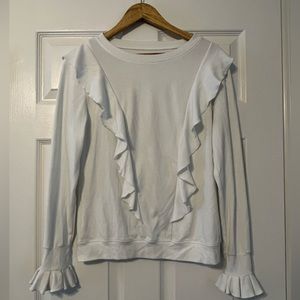 Boutique white ruffled long sleeve shirt